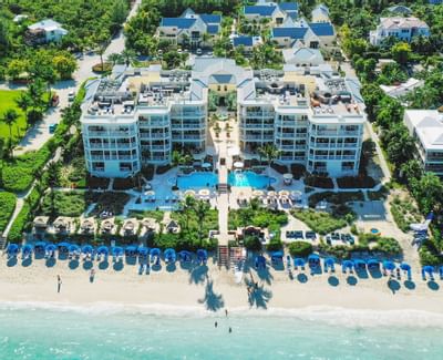 Aerial view of front and ocean of Windsong Resort On The Reef