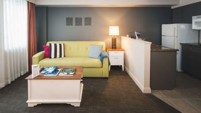 Living area in One Bedroom Suite at Summit Lodge