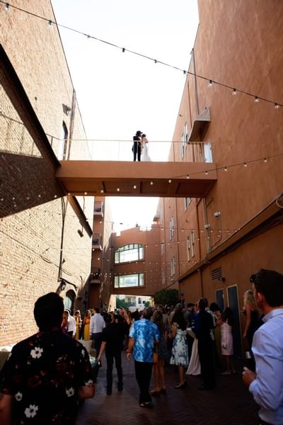 Wedding entrance with crowded people at Horton Grand Hotel