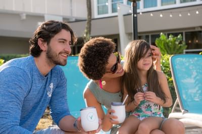 Family by the pool
