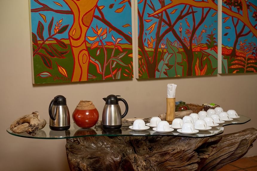 Teacups & teapots on a table at Punta Islita Hotel