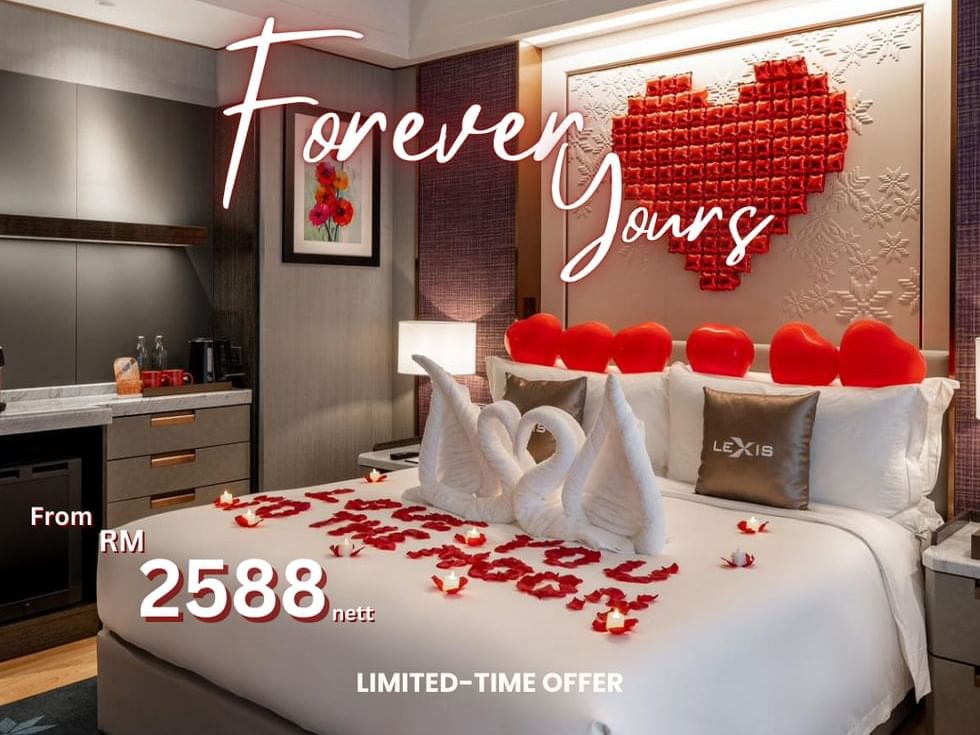 Forever Yours poster with arranged bed used at Imperial Lexis Kuala Lumpur