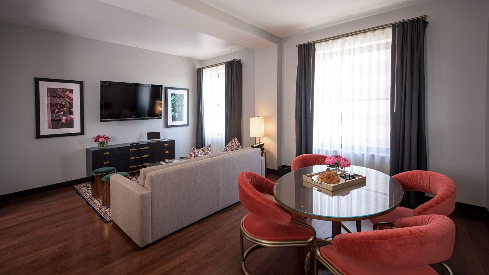 Living & dining area in Studio Suite at The Mayo Hotel