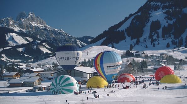 Air balloons in a balloon festival at a valley near Liebes Rot