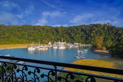 View of Telaga Harbour Marina from a balcony at The Danna Langkawi
