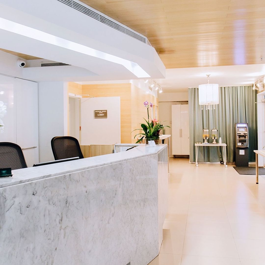 Front desk and reception area of Ocean Reef Suites