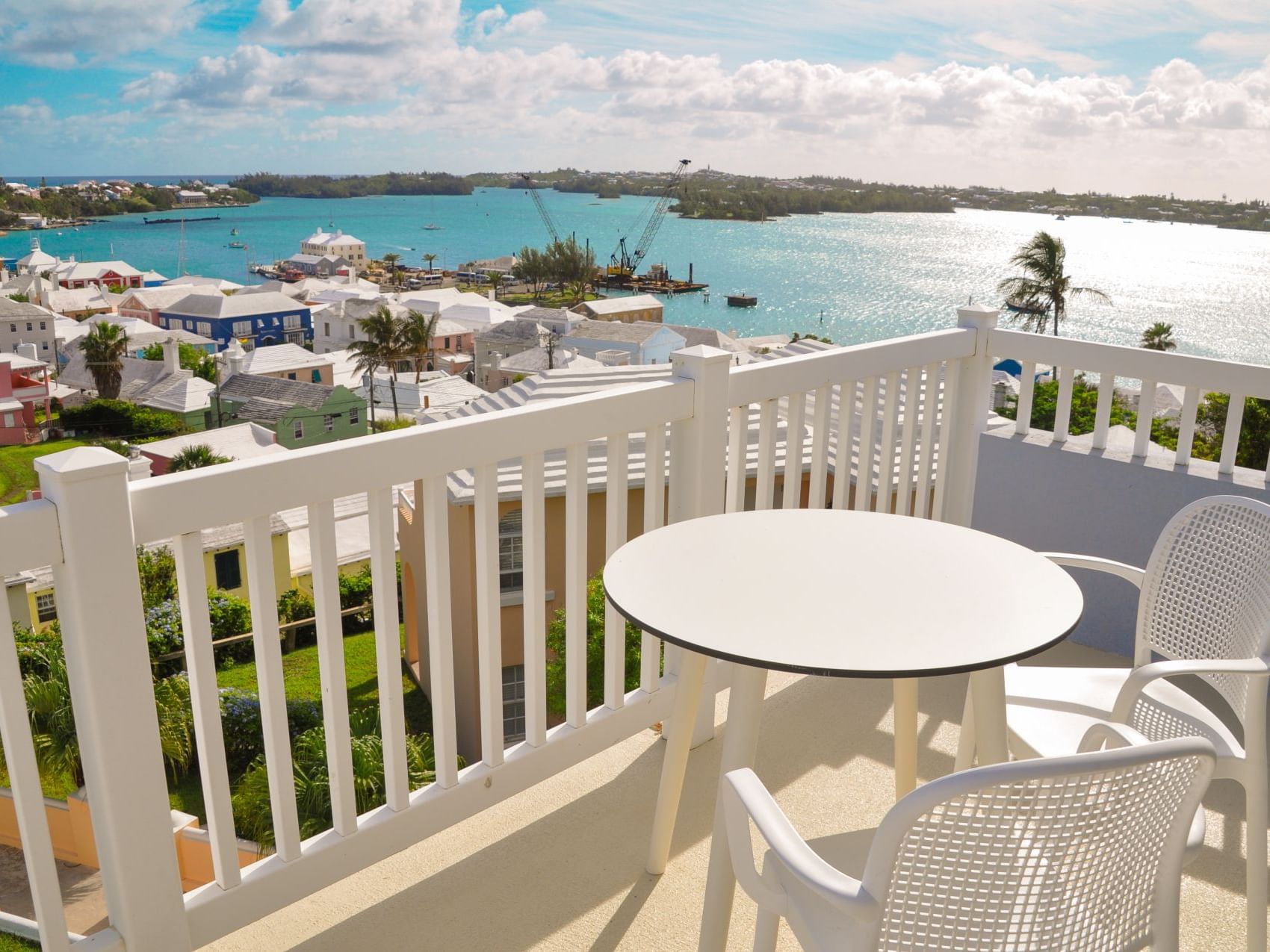 Balcony lounge in Harbor View Suite at St George's Club Bermuda