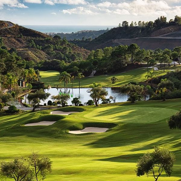 A beautiful landscape with a lake near Marbella Club Hotel