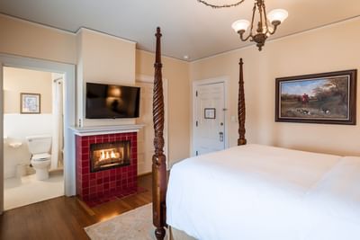 A four poster bed & vintage furniture in Queen's Aviary at Mt Ada