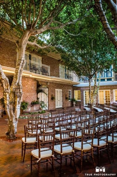 Wedding set up in the courtyard at Horton Grand Hotel