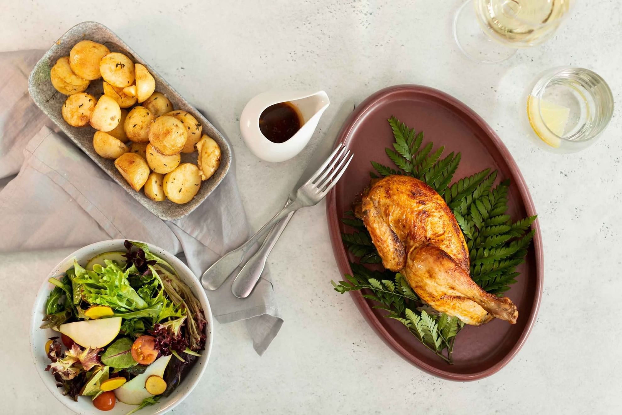 Roast Chicken, Potatoes, and Salad at Pullman Magenta Shores 