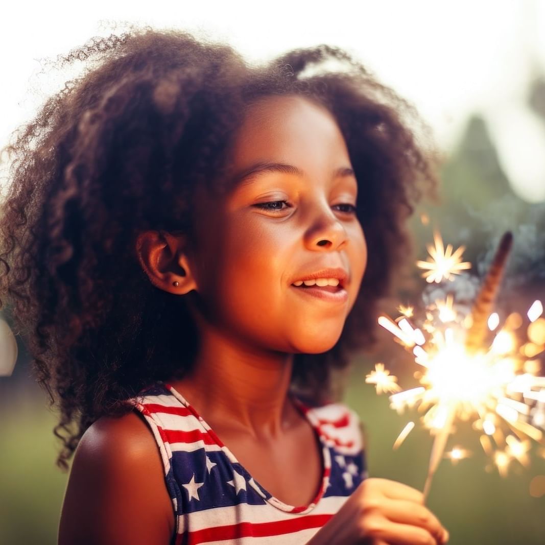 Young girl with a firework