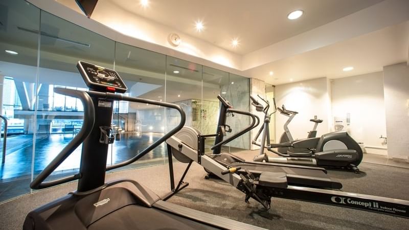 Exercise machines in the gym at Pullman Quay Grand Sydney
