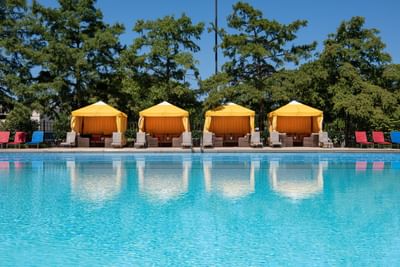 Luxury pool cabanas at NCED Hotel and Conference Center