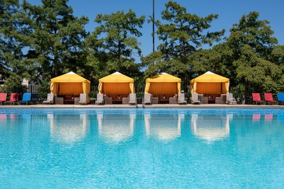 Luxury pool cabanas at NCED Hotel and Conference Center