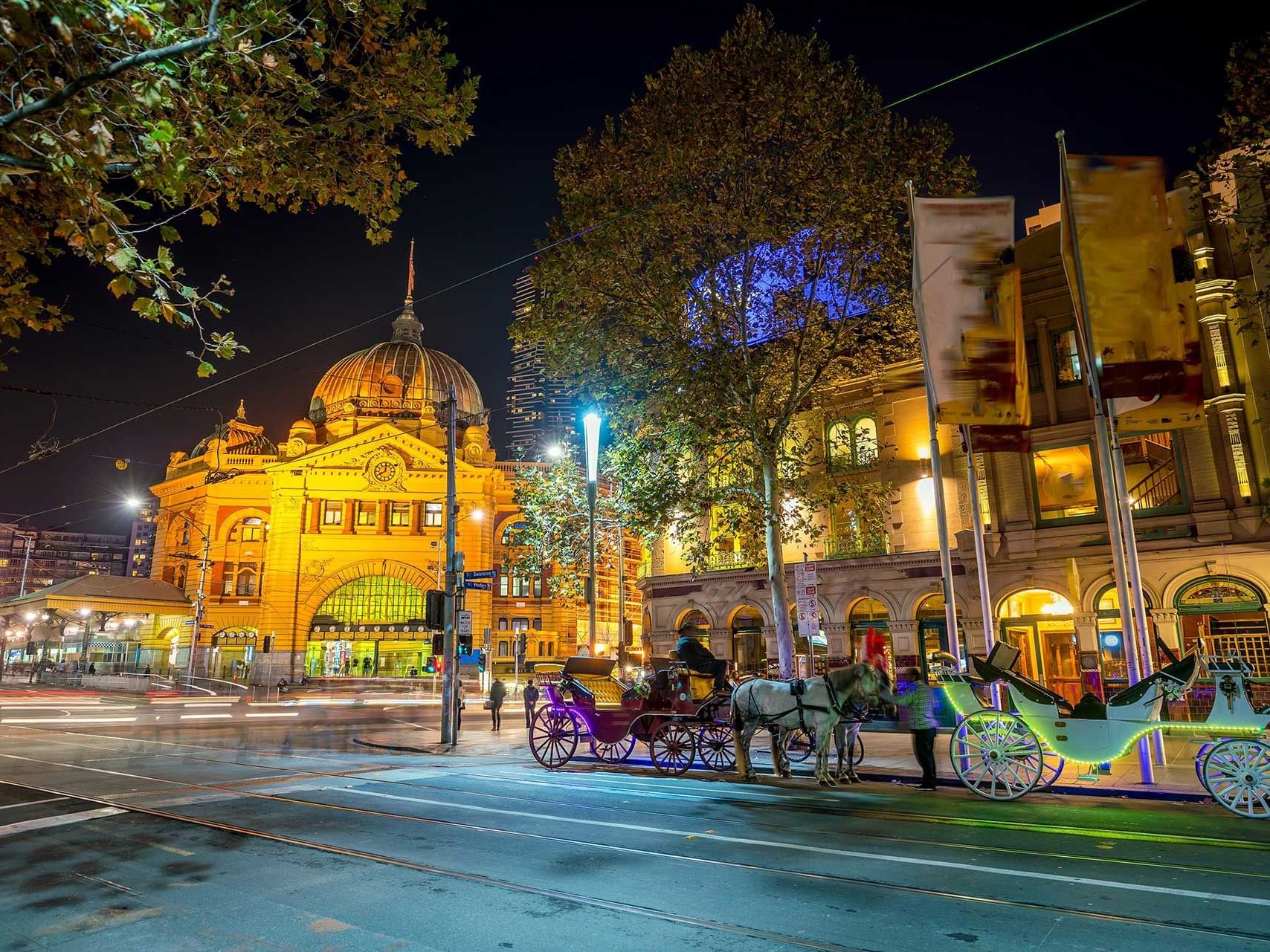 The night view of Lonsdale St near  Grand Chancellor Melbourne