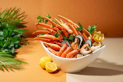 Park café at Park Hotel Hong Kong offers an abundant seafood platter at their buffet