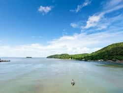 Aerial view of Laem Sing Beach near Chatrium Golf Resort