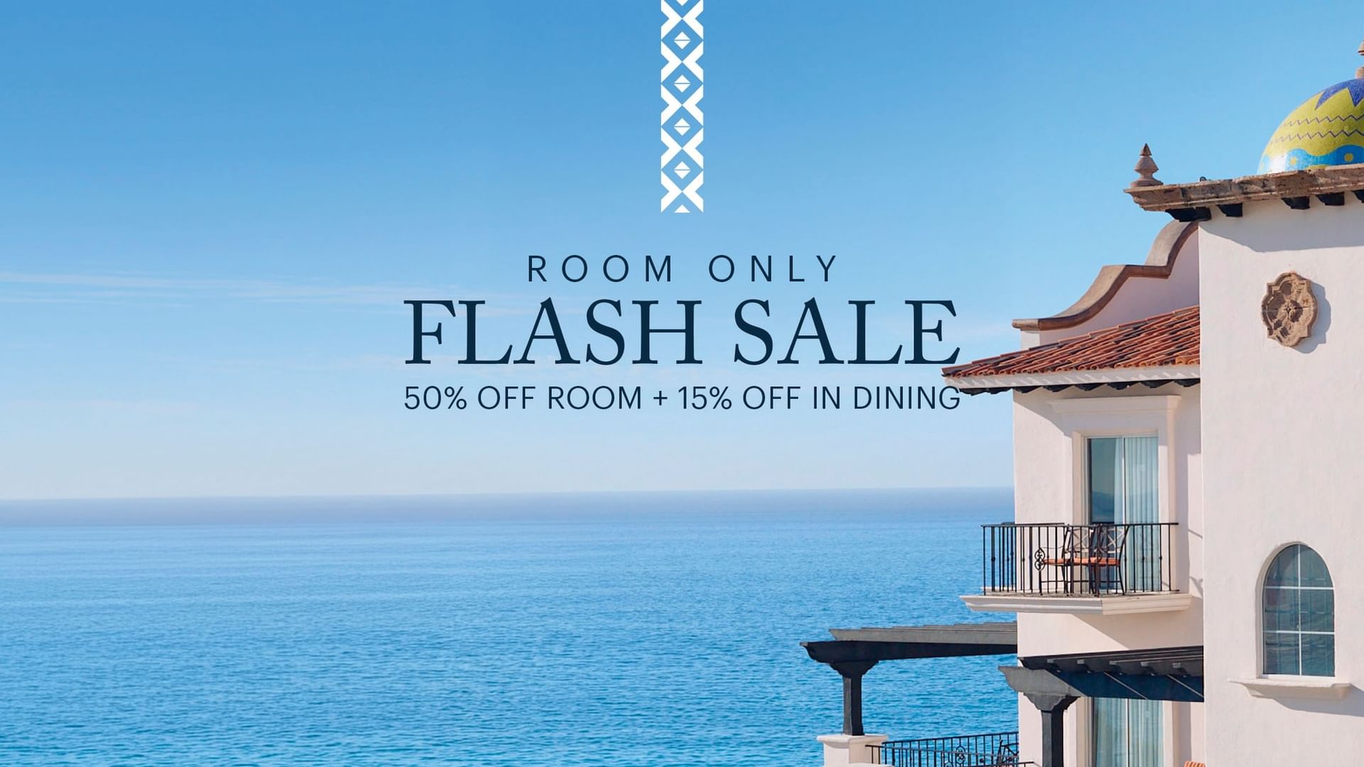 Oferta de habitación flash de 50% de descuento más 15% en comida.