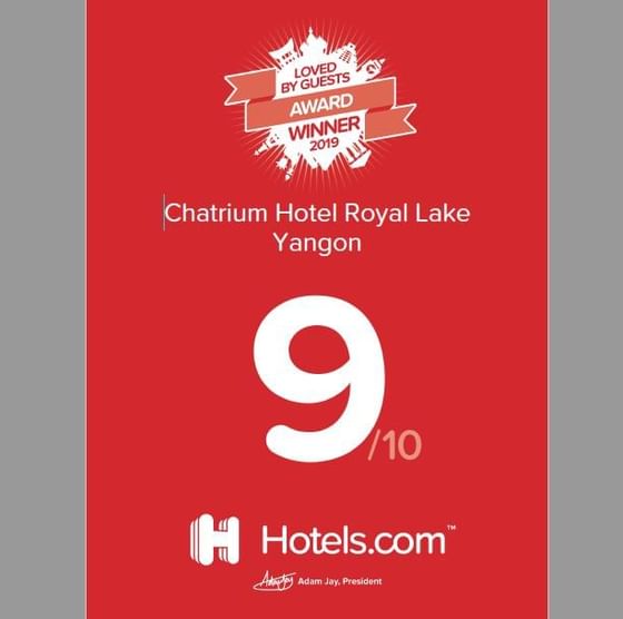 Hotels.com Loved by Guests Award at Chatrium Hotel Royal Lake