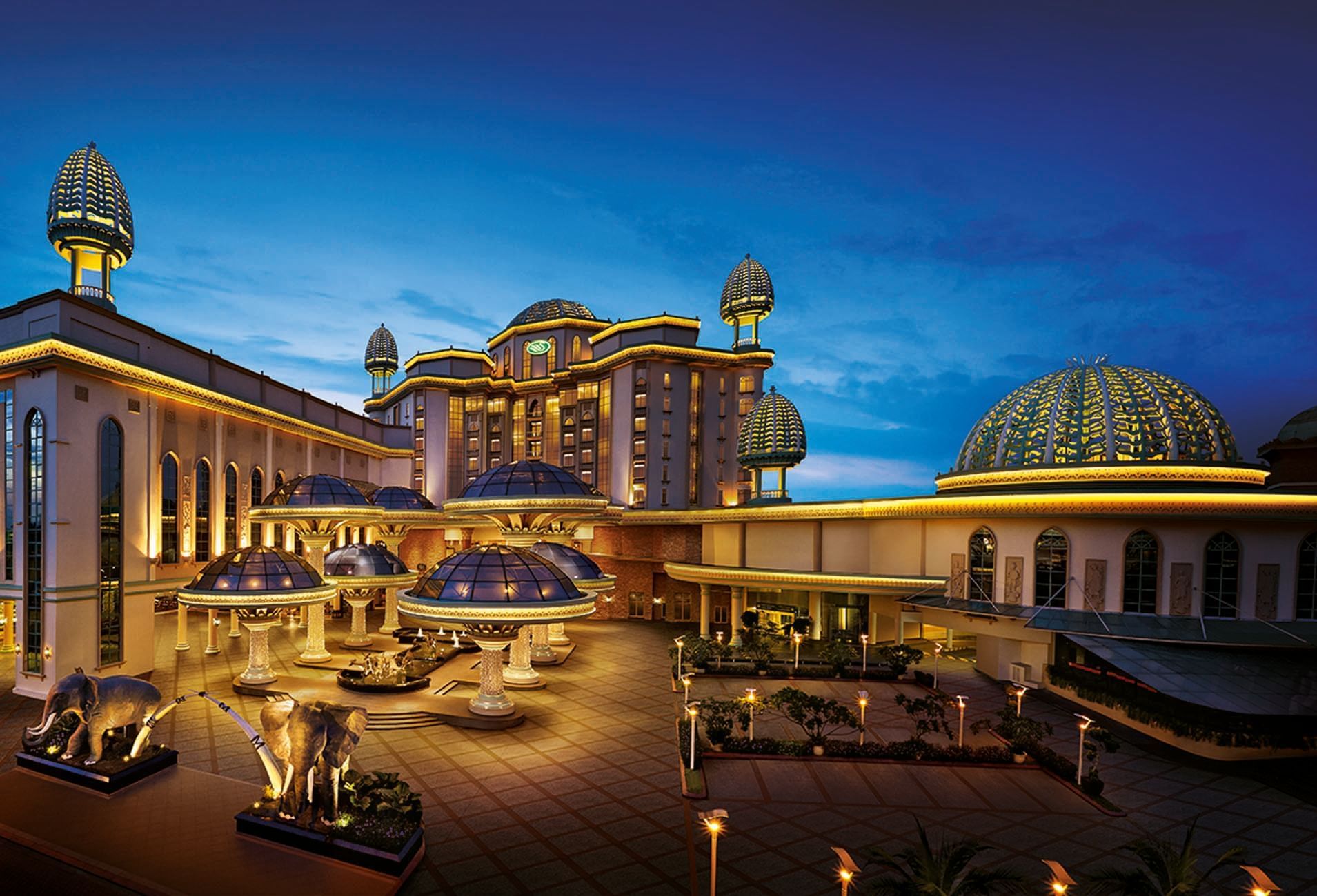 Well lit exterior of the Sunway Resort