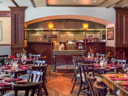 Interior of a dining area in a Restaurant at Warwick Seattle