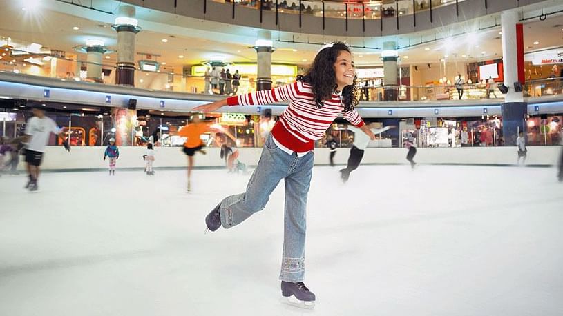 A girl ice skating in Sunway Pyramid Mall near Sunway Velocity Hotel