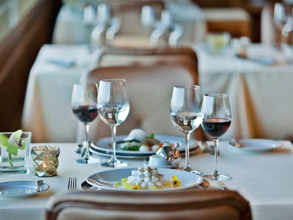 Dishes & wine served, Gourmet Restaurant, Hotel Cascais Miragem