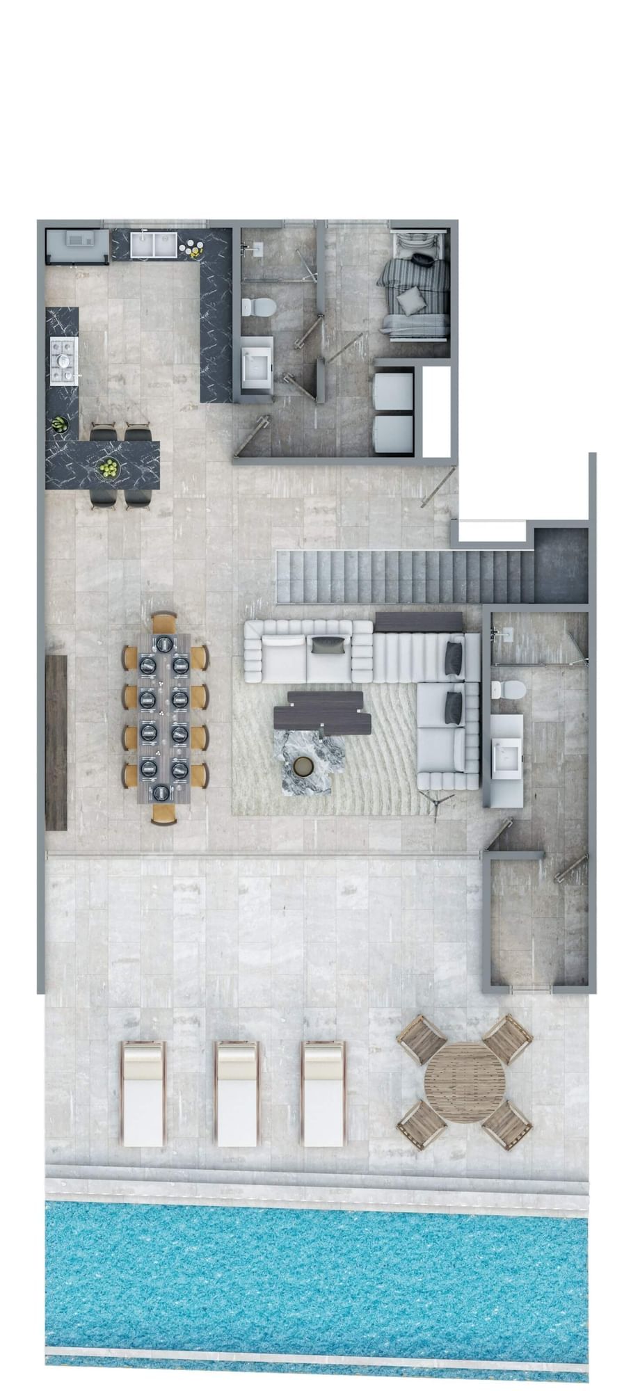 Diseño conceptual del plano de planta Penthouse en Live Aqua Resorts