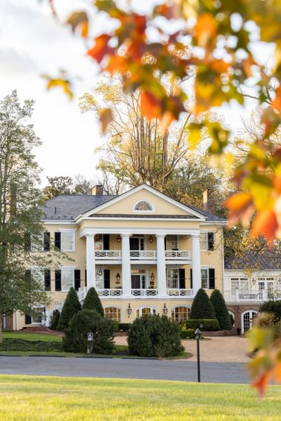 Exterior view of the inn at Willow grove surround with trees