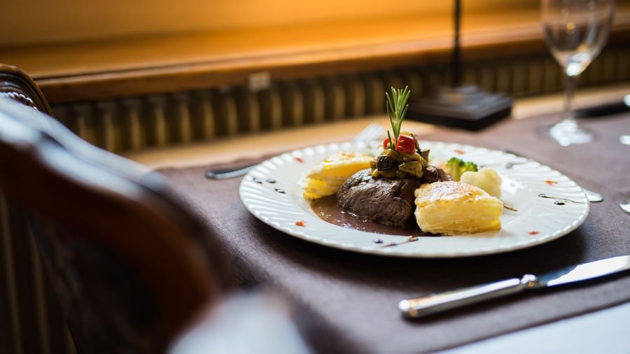 Closeup of meal served at Hotel Kastelberg