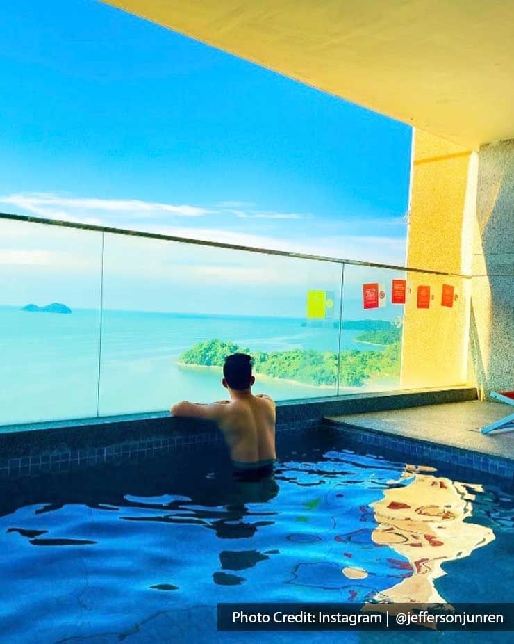 A man was enjoying his moment in a private pool at Lexis Suites Penang hotel - Lexis Suites Penang