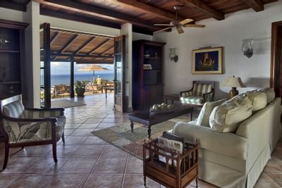 Living area of Trinidad villa with ocean view