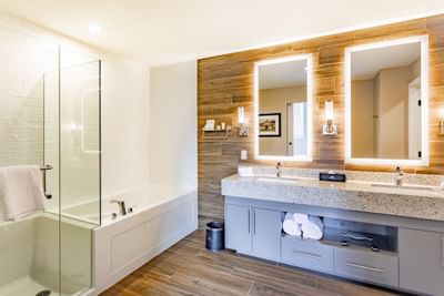 Interior of a bathroom in a suite at The Malcolm Hotel