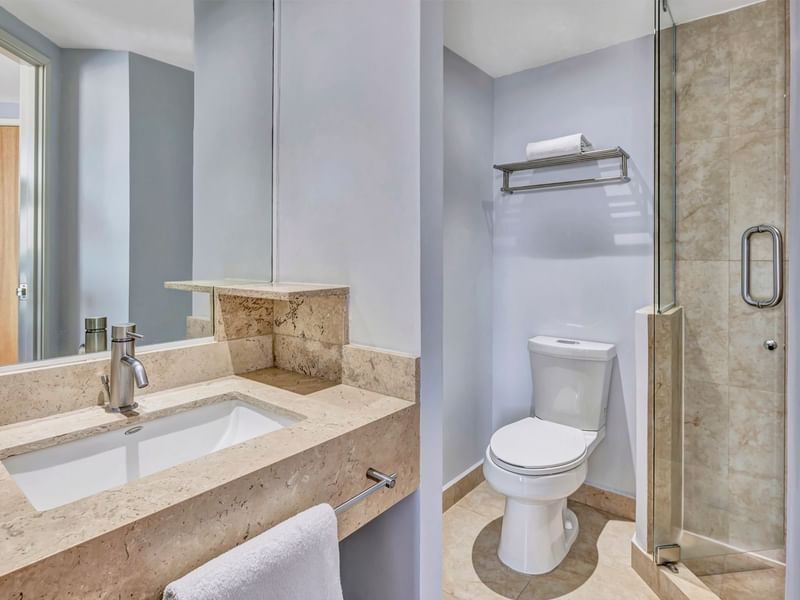 Baño en habitación accesible en Fiesta Americana Travelty