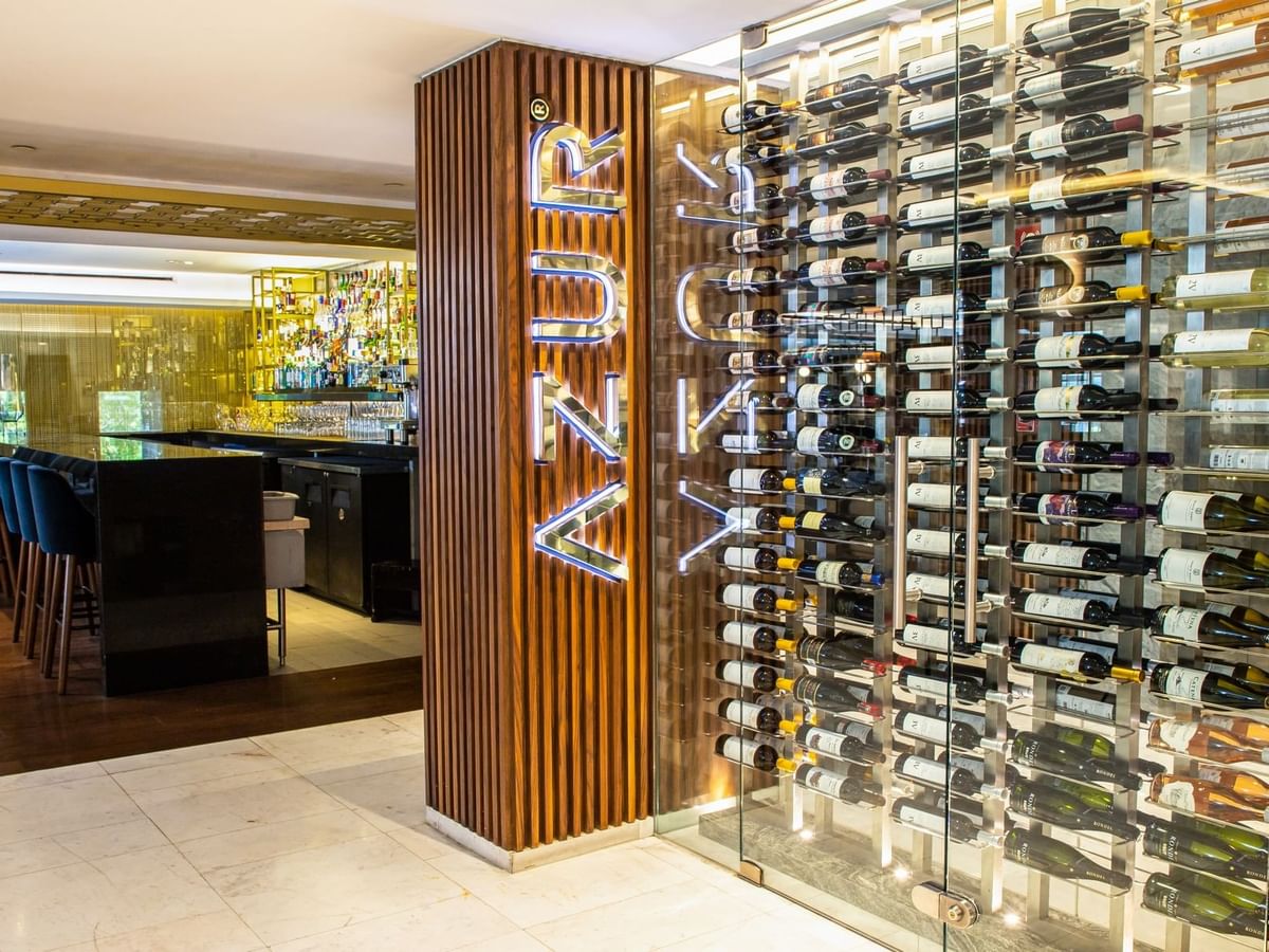 Wine Bottle Wall in Azur Restaurant at Grand Fiesta Americana