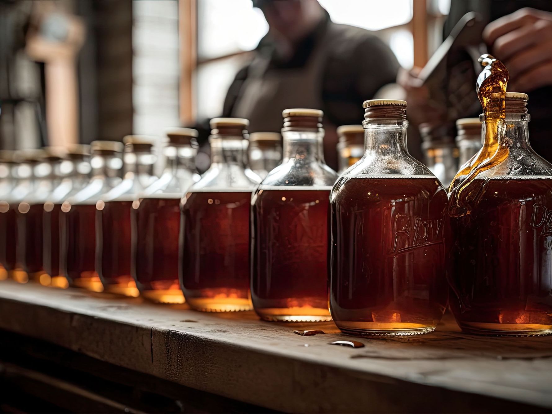 Bottles arranged in the Uihlein Maple Research Forest near High Peaks Resort