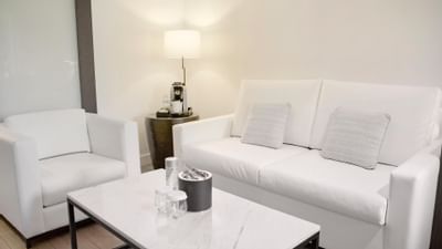 White sofa's in a Room Living area at The Nest Palo Alto
