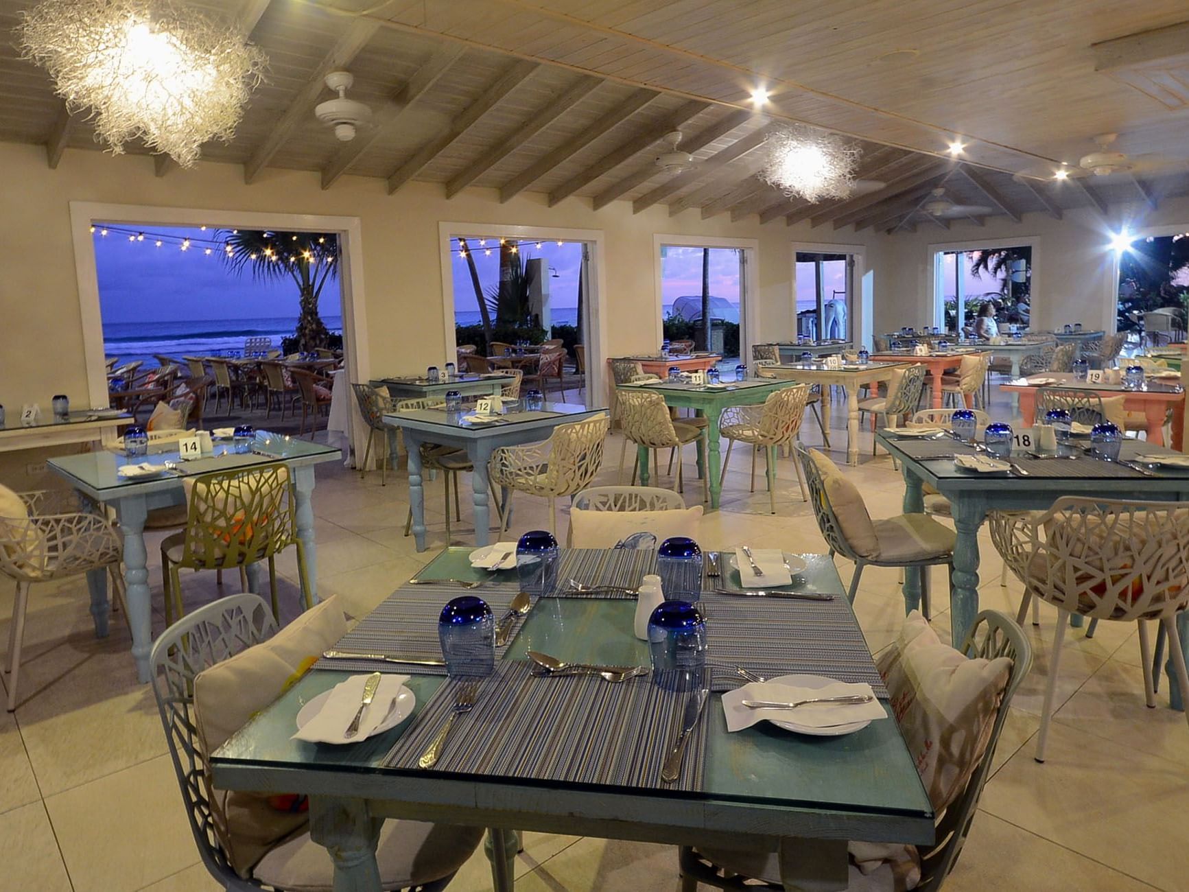Dining area & sea view in Reef Restaurant at Sugar Bay Barbados