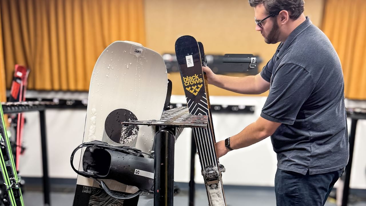 Ski storage at the hotel