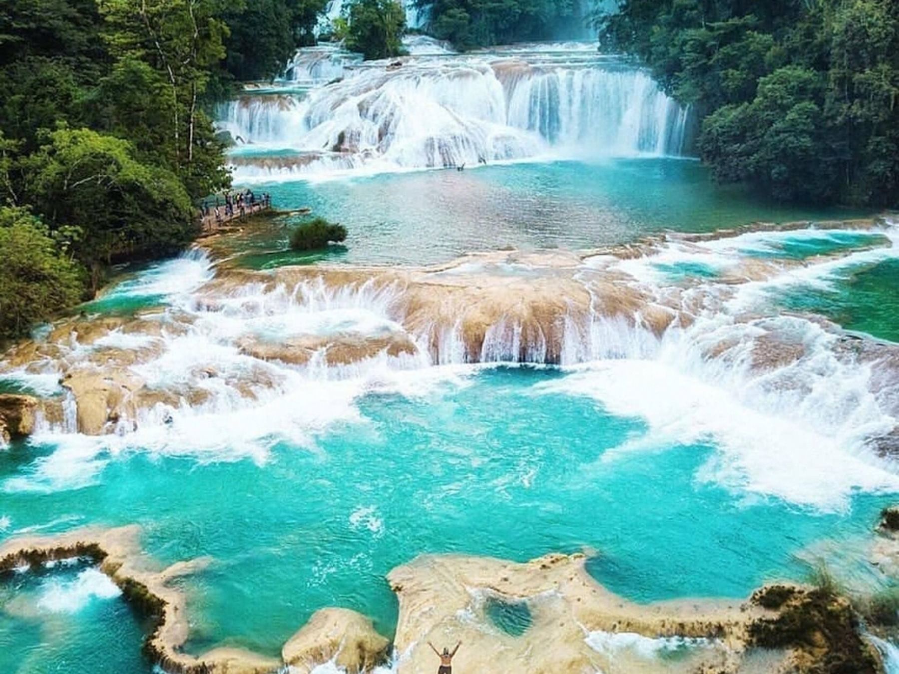 cascading waterfalls in palenque