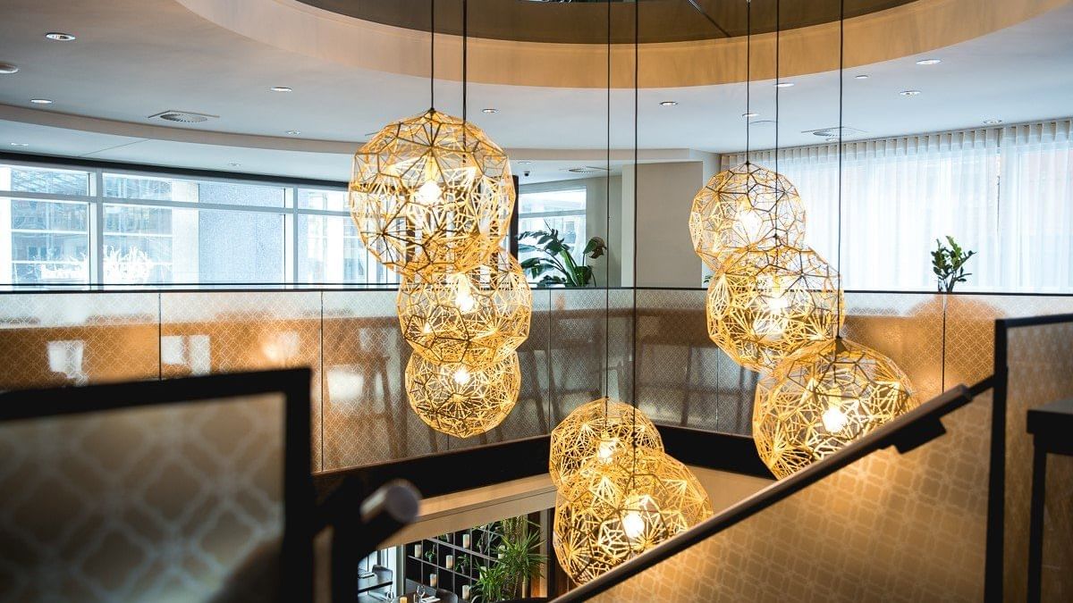 Attractive Pendant lamps in a restaurant dining area at Warwick Le Crystal