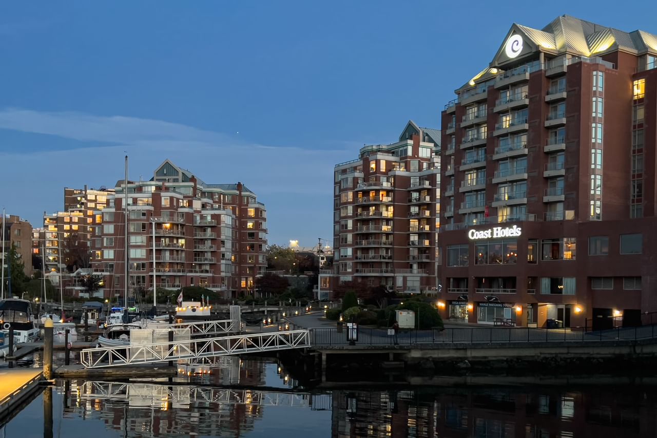 Coast Victoria Hotel at dusk