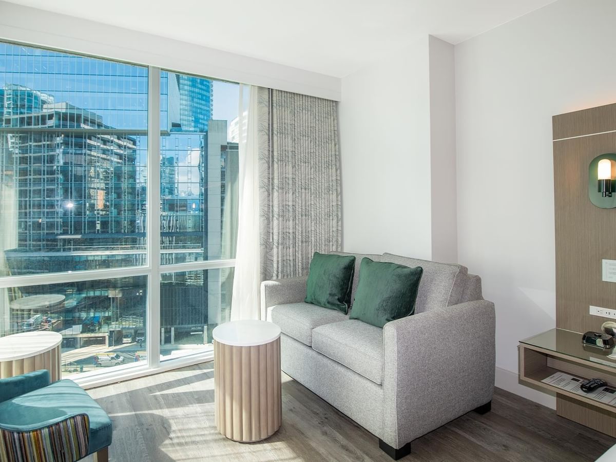 An accessible room with city view.