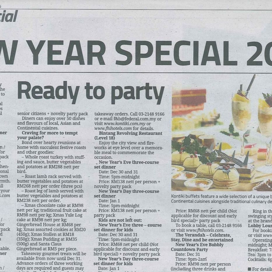 New Year Special 2017 article at The Federal Kuala Lumpur