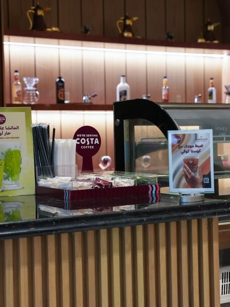Costa Coffee display at the Coffee Lounge in the Warwick Hotel & Spa in Jeddah.