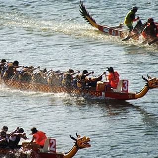 A close shot of the international dragon boat race in penang.
