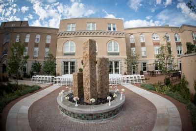 Wedding ceremony set-up outdoors at Hotel Parq Central