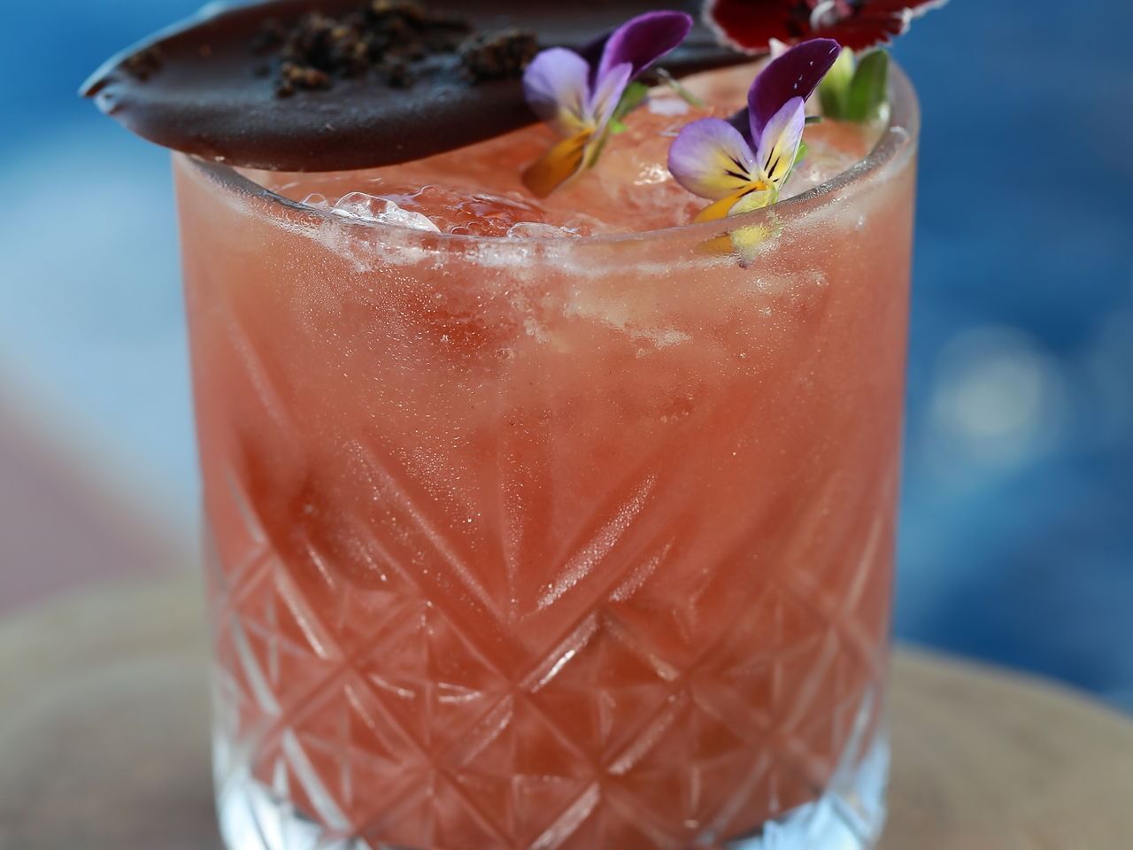 Closeup of juice glass in mixology class at Punta Islita Hotel