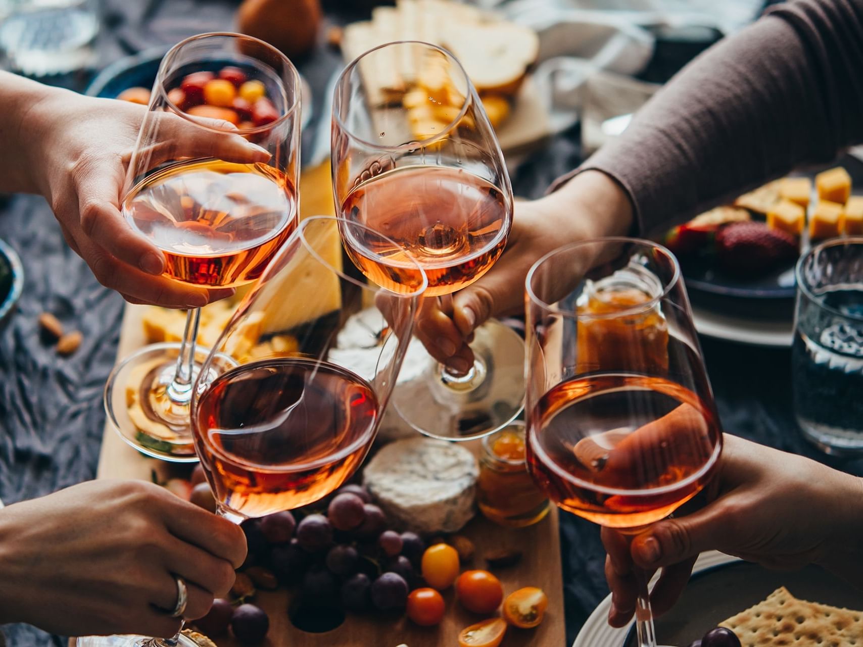 Glasses of rose wine seen during party at The Time New York